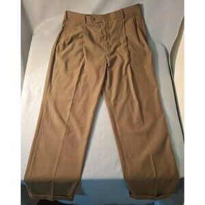 Vintage Barry Bricken Mens Brown Soft Thick Pleated Trousers Size 38/34